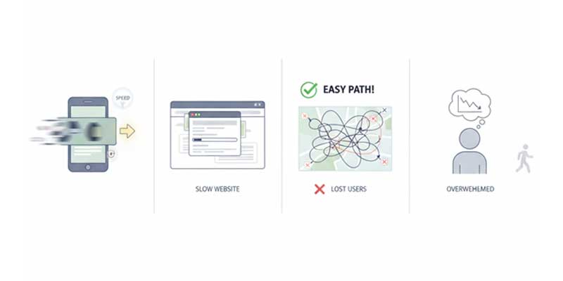 A visual depicting mismatched digital experiences that create confusion and hesitation for users.