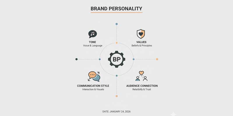 Visual breakdown of how a company expresses personality through communication