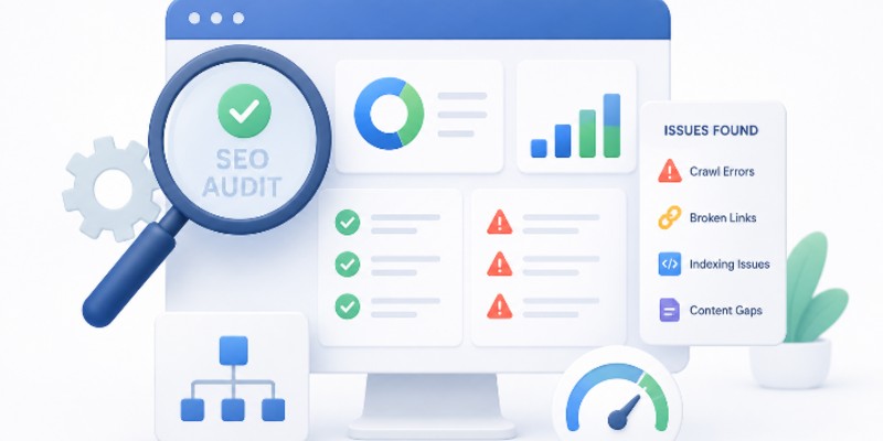  SEO audit dashboard illustration
